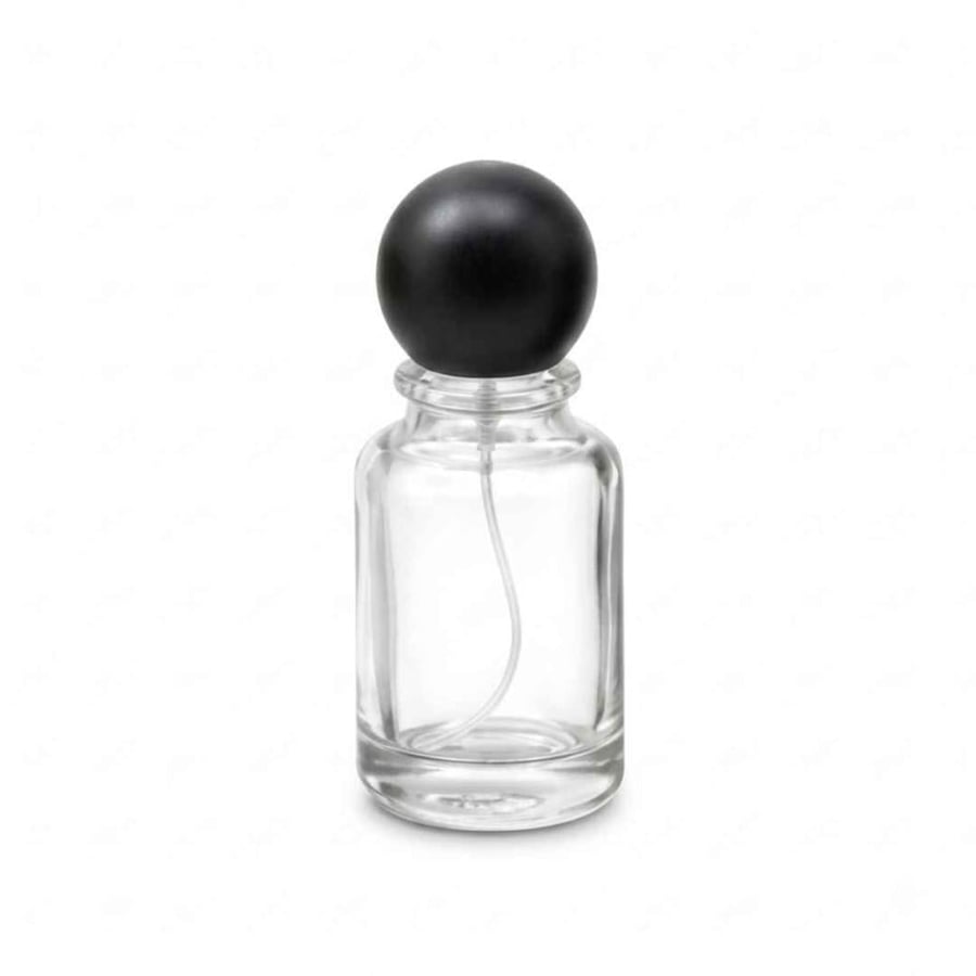 علبة عطر زجاج شفاف نقي برم 30 مل بغطاء اسود