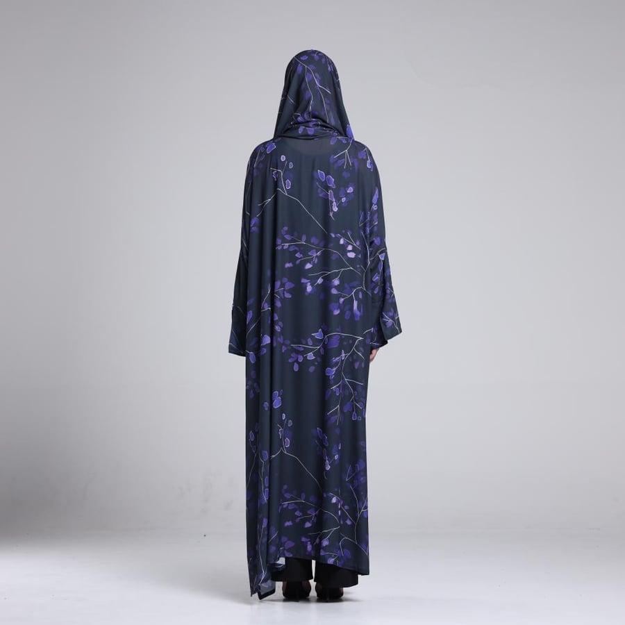 Crepe Abaya with Floral Print in Mauve
