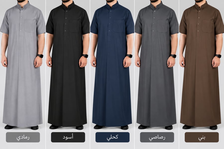 قميص نوم كويتي ساده (نص كم) مقاسات عريضة