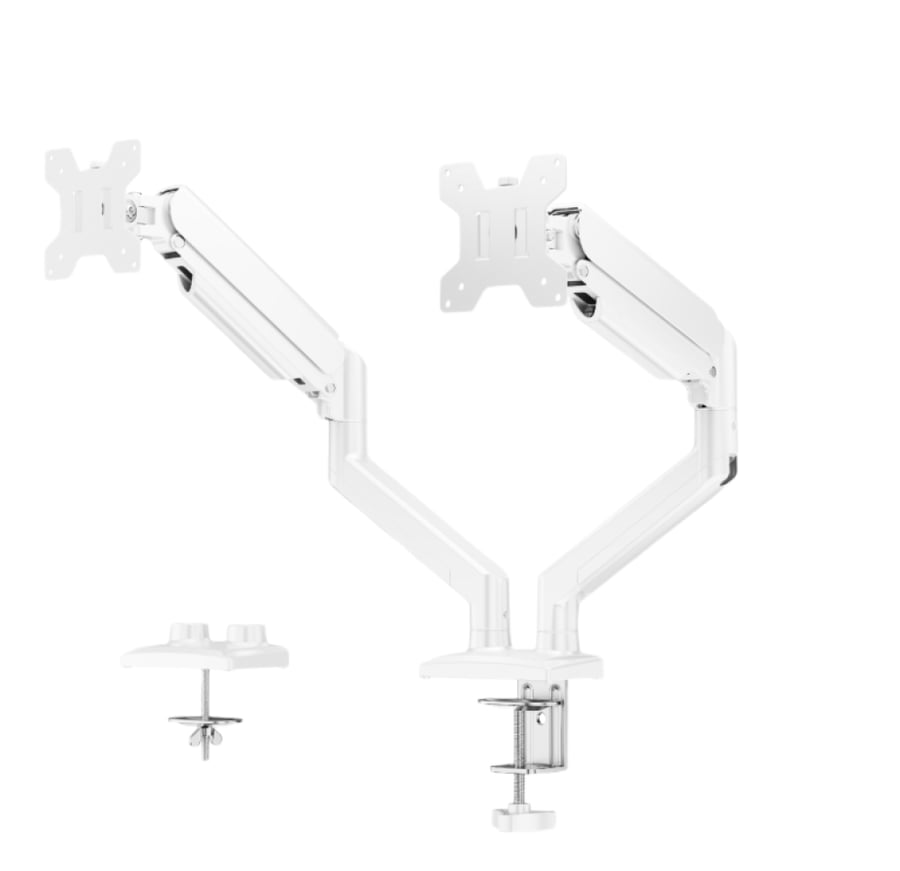حامل شاشتين الألعاب أبيض | Spear Dual Monitor Mechanical Spring Monitor Arm White