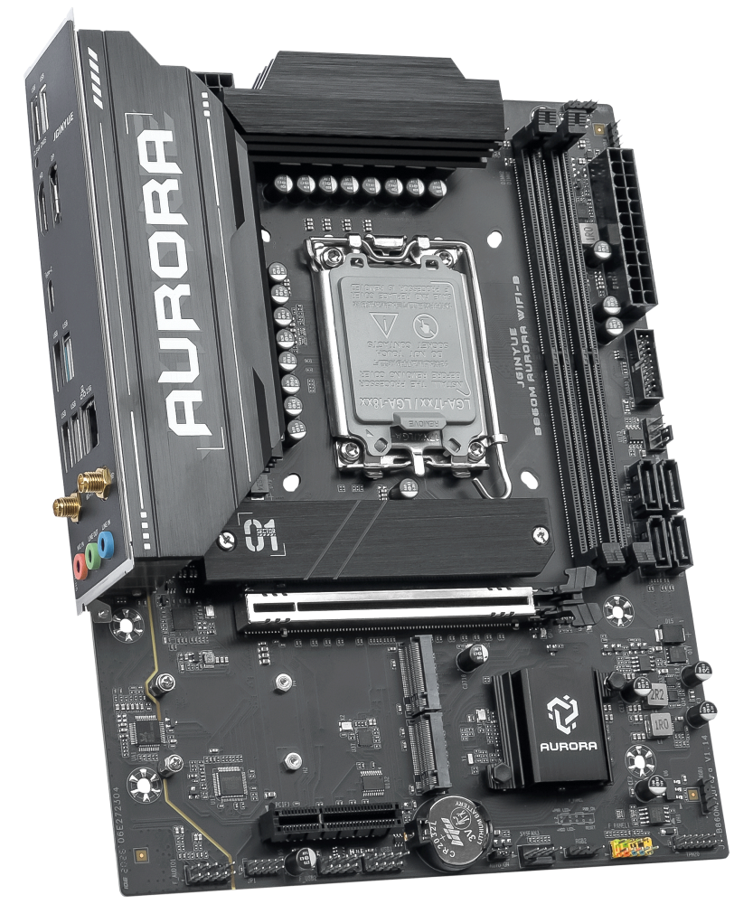 لوحة أم JGINYUE B860M AURORA WIFI-B أسود — LGA 1851 · DDR5 · PCIe 5.0 · Wi-Fi 6E