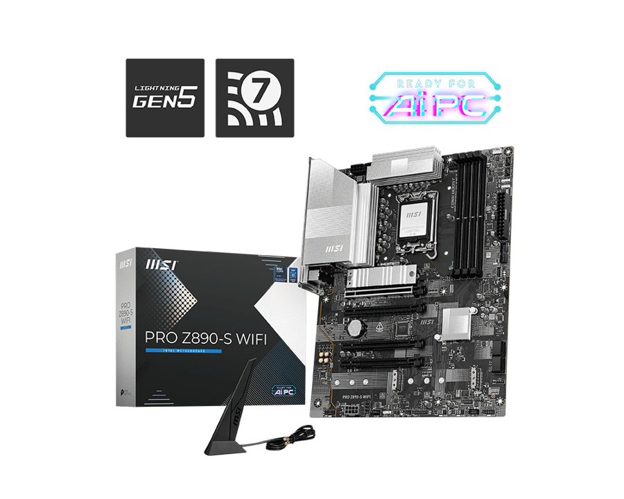 لوحة أم MSI PRO Z890-S WIFI — LGA 1851 · DDR5 · Wi-Fi 7 · PCIe 5.0 · ATX