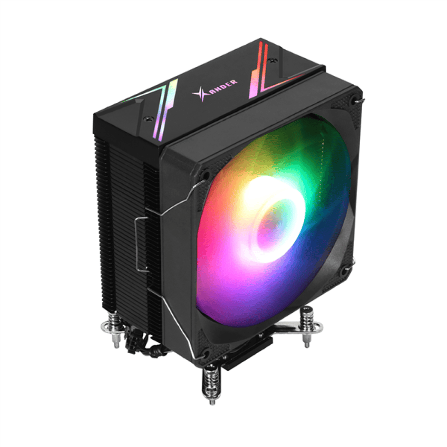 مبرد معالج هوائي Xander Whirlwind Pro أسود — 4 أنابيب · مروحة ARGB 120مم · 165W