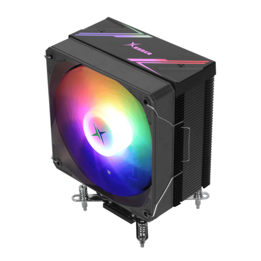 مبرد معالج هوائي Xander Whirlwind Pro أسود — 4 أنابيب · مروحة ARGB 120مم · 165W