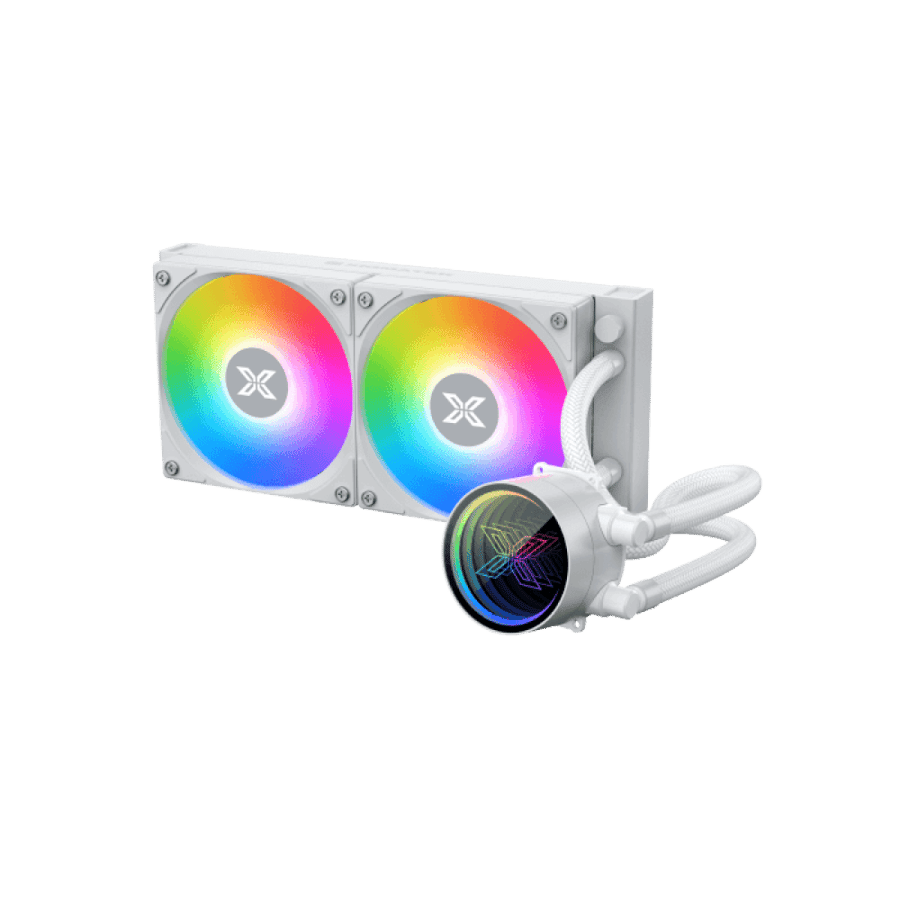 مبرد مائي Xigmatek FENIX II 240 Arctic أبيض — رادياتير 240mm · مروحتان PWM ARGB · دعم LGA 1851 وAM5
