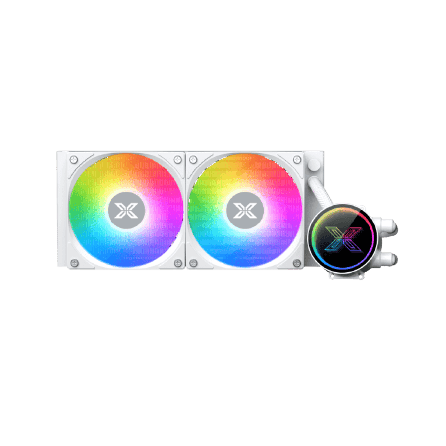 مبرد مائي Xigmatek FENIX II 240 Arctic أبيض — رادياتير 240mm · مروحتان PWM ARGB · دعم LGA 1851 وAM5