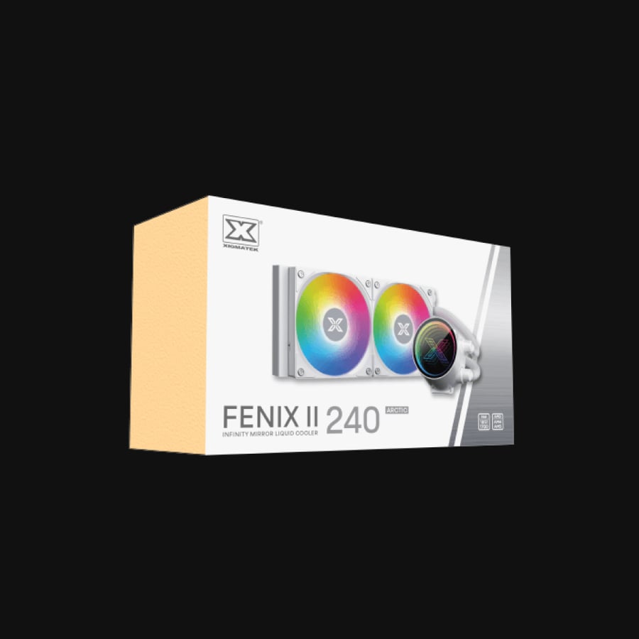 مبرد مائي Xigmatek FENIX II 240 Arctic أبيض — رادياتير 240mm · مروحتان PWM ARGB · دعم LGA 1851 وAM5