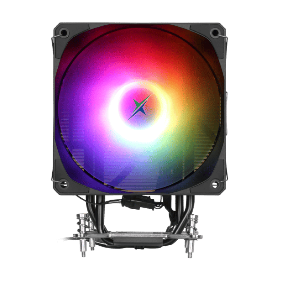 مبرد معالج هوائي Xander Whirlwind Pro أسود — 4 أنابيب · مروحة ARGB 120مم · 165W