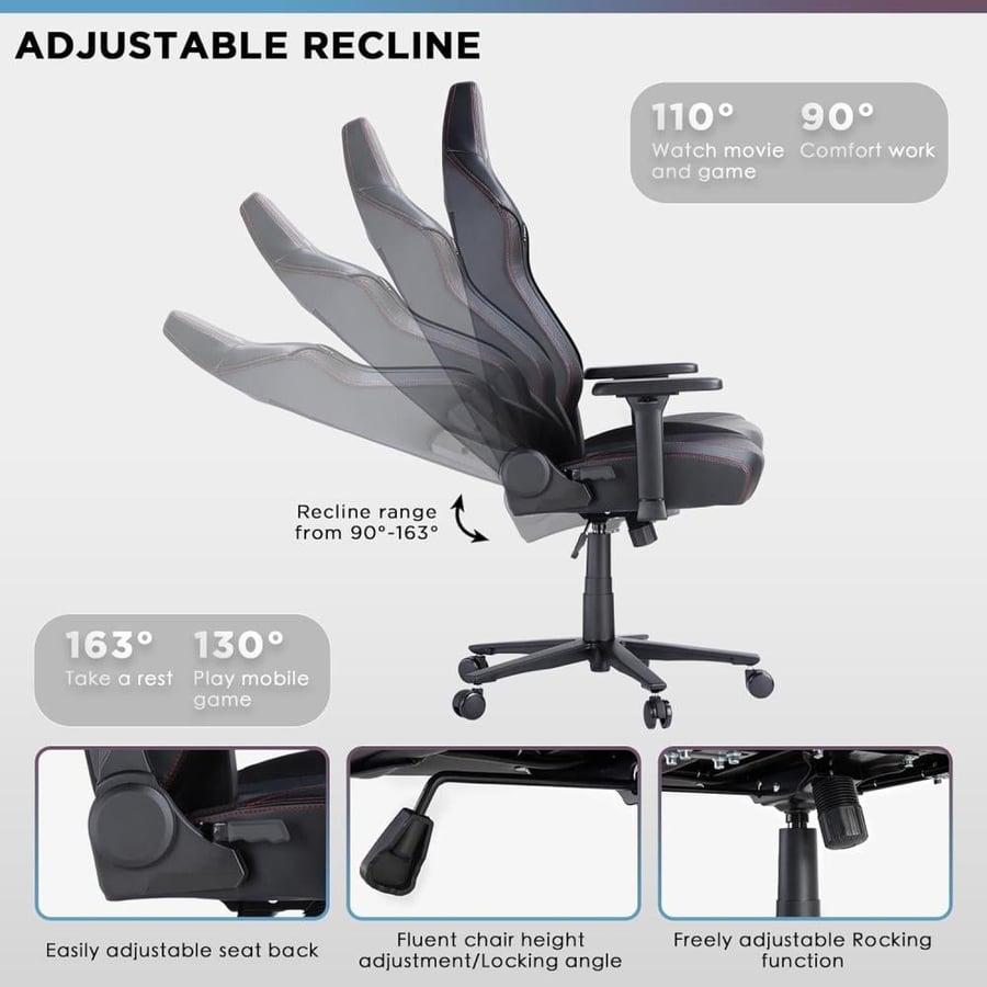 كرسي العاب احترافي اسود | HOWE Gaming Chair - Black