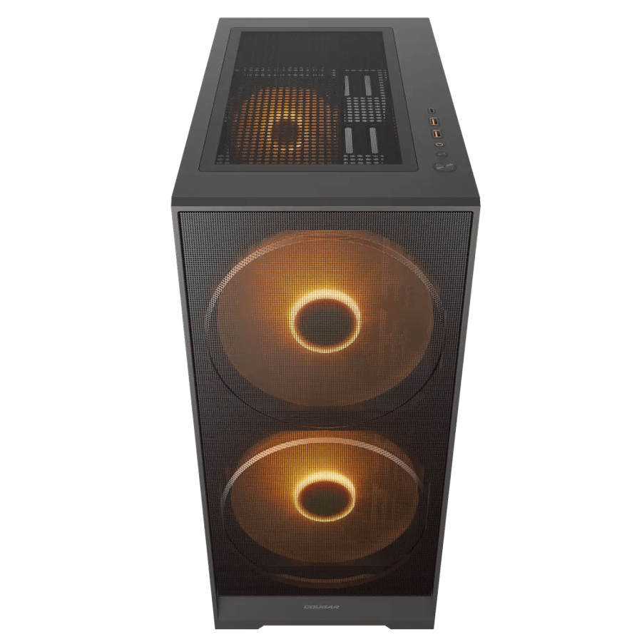 كيس COUGAR Airface 180 أسود — واجهة شبكية · مروحتان 180mm ARGB · كرت حتى 340mm