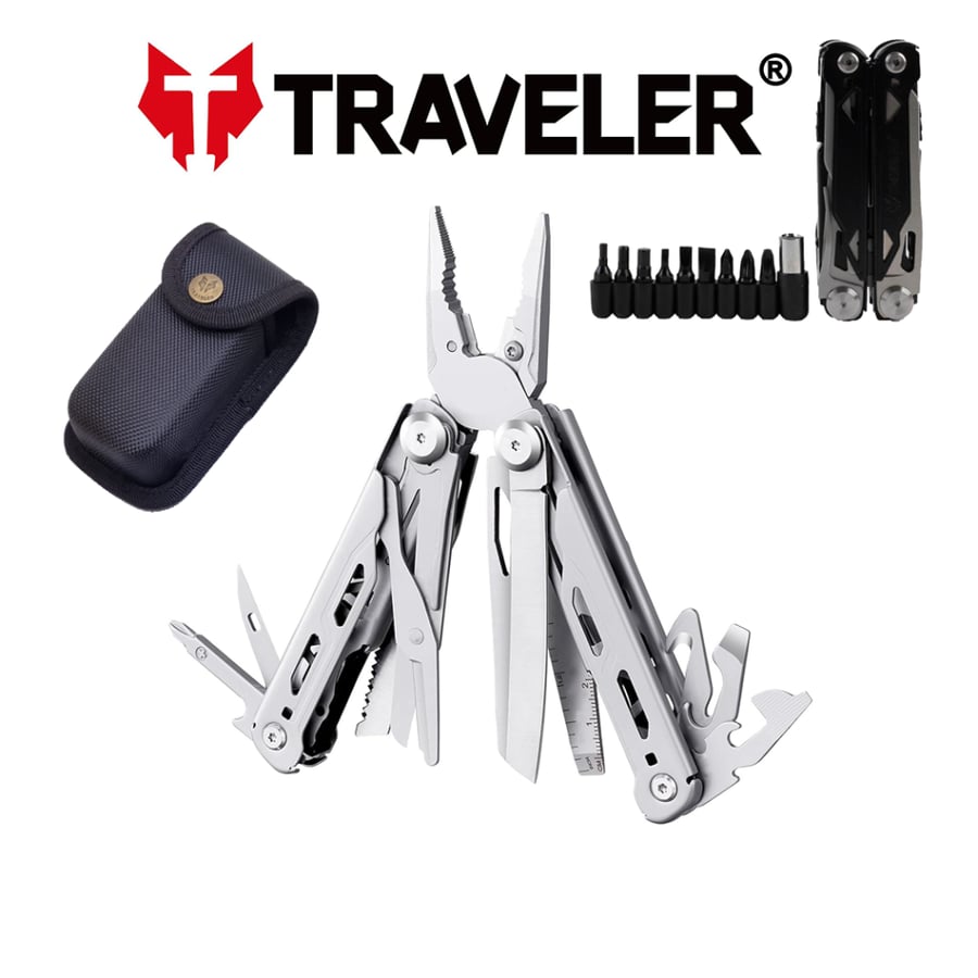 28 in 1 Stainless Steel Multitool Pliers Wire Cutters Precision Screwdriver Folding Multi Tool for Outdoor, Repair, Camping