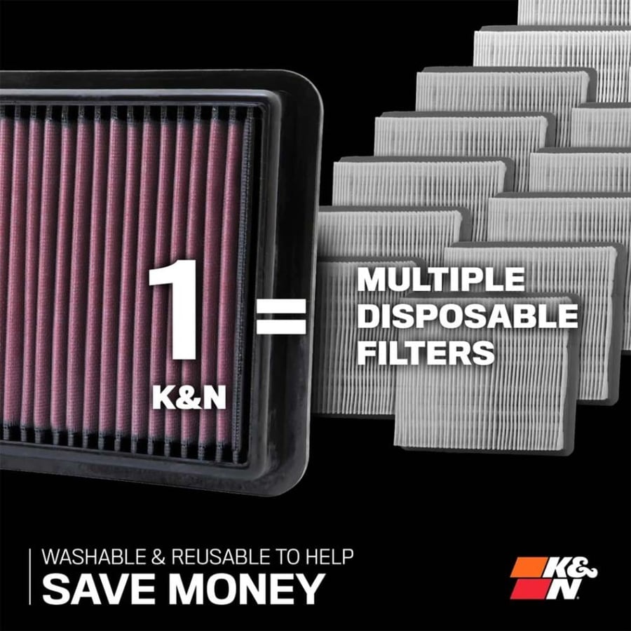 K&N Sport Air Filter — Designed to fit the Nissan Altima 2.5L L4 2019-2025 | High-Flow Washable | Improved Performance and Pedal Response 33-5095