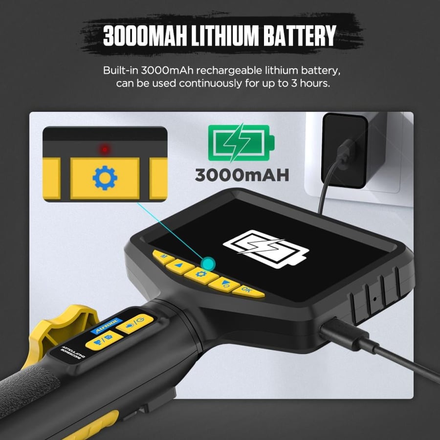 جهاز فحص وكاميرا تصوير داخل أجزاء المكينة والسيارة AUTOOL SVB305 Two-Way 210° Endoscope Camera with Light, 1080P Flexible Cable, 32GB SD Card