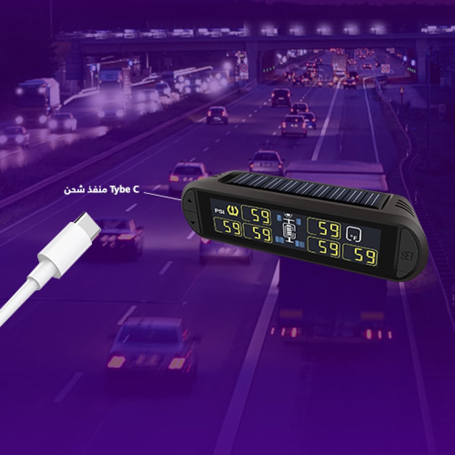 جهاز TPMS لمراقبة ضغط وحرارة حتى 6 كفرات للكرفانات والسيارات