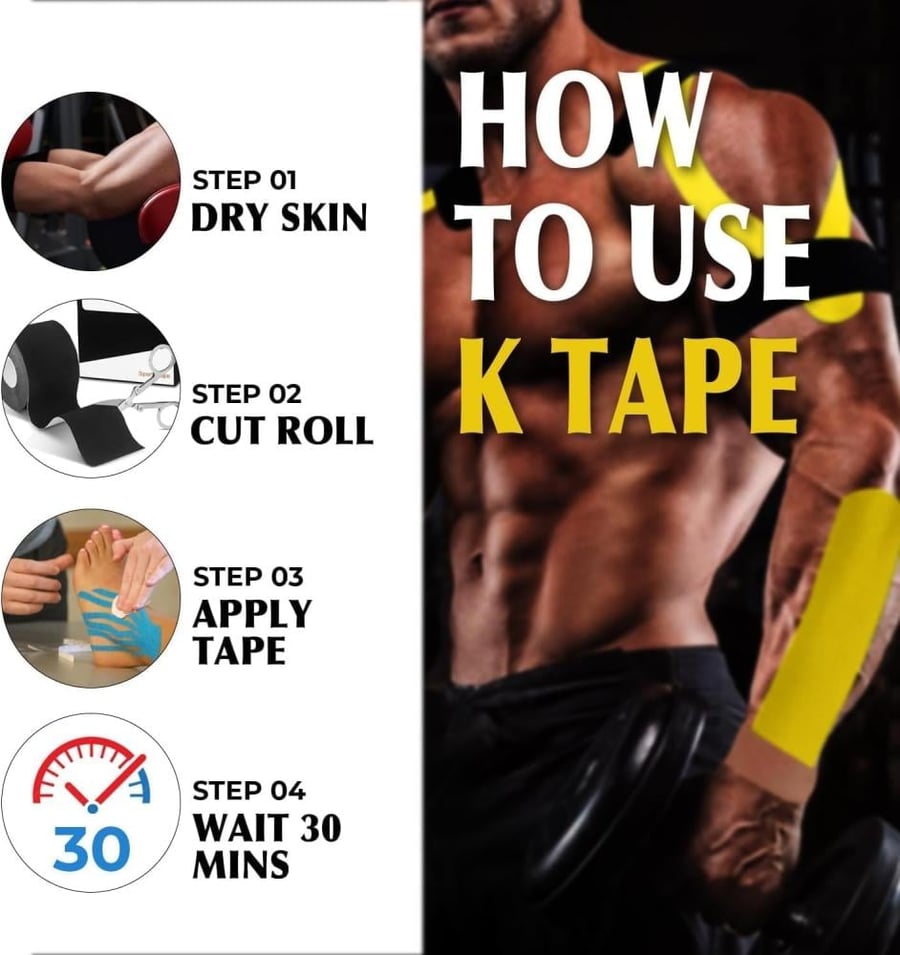 لاصق رياضي (Kinesiology Tape) بطول 5 متر وعرض 10 سم