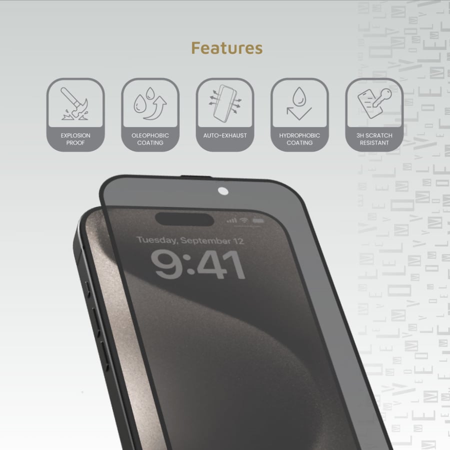 levelo screen protector for iphone 16 series-privacy