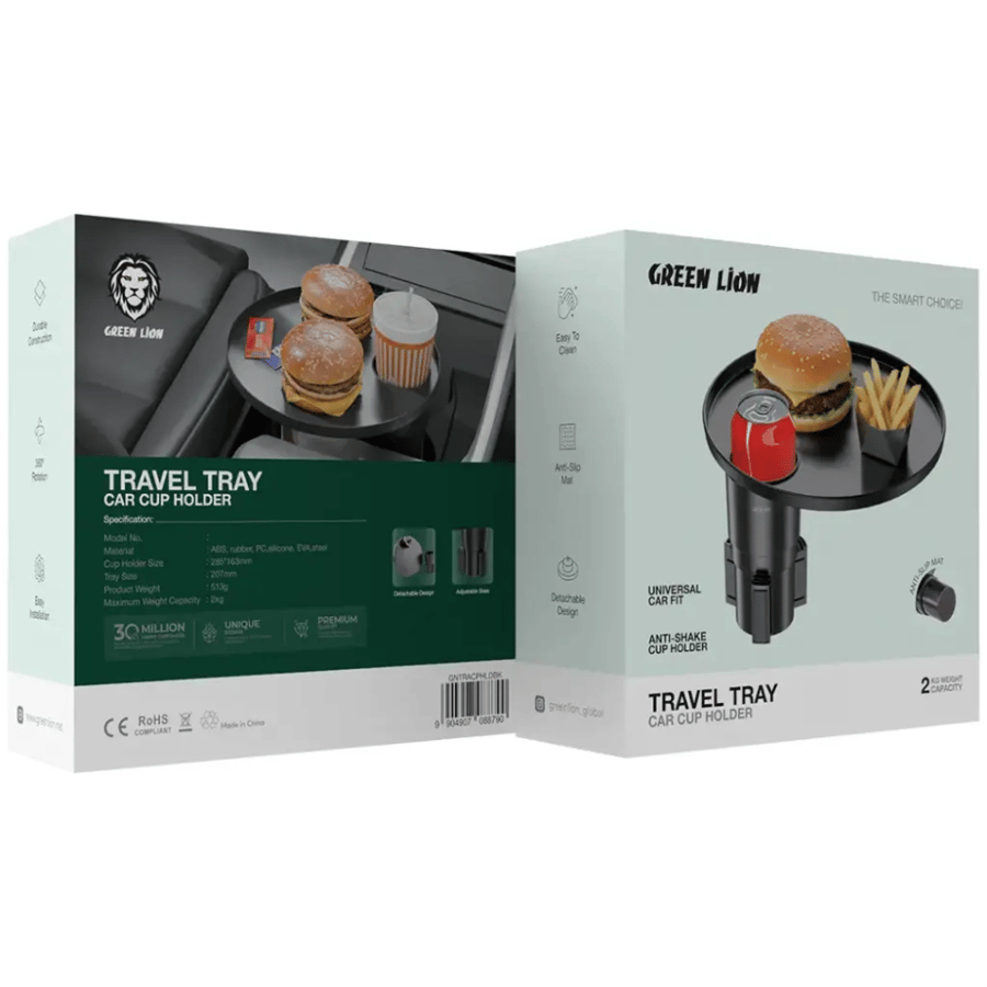 Cup organizer and travel platform for the car Travel Tray from Green Lion