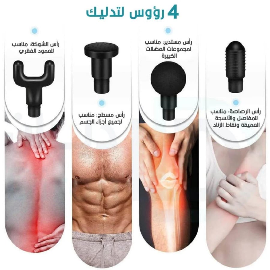 Massage device with 4 different heads, 5 speeds MooGMAX