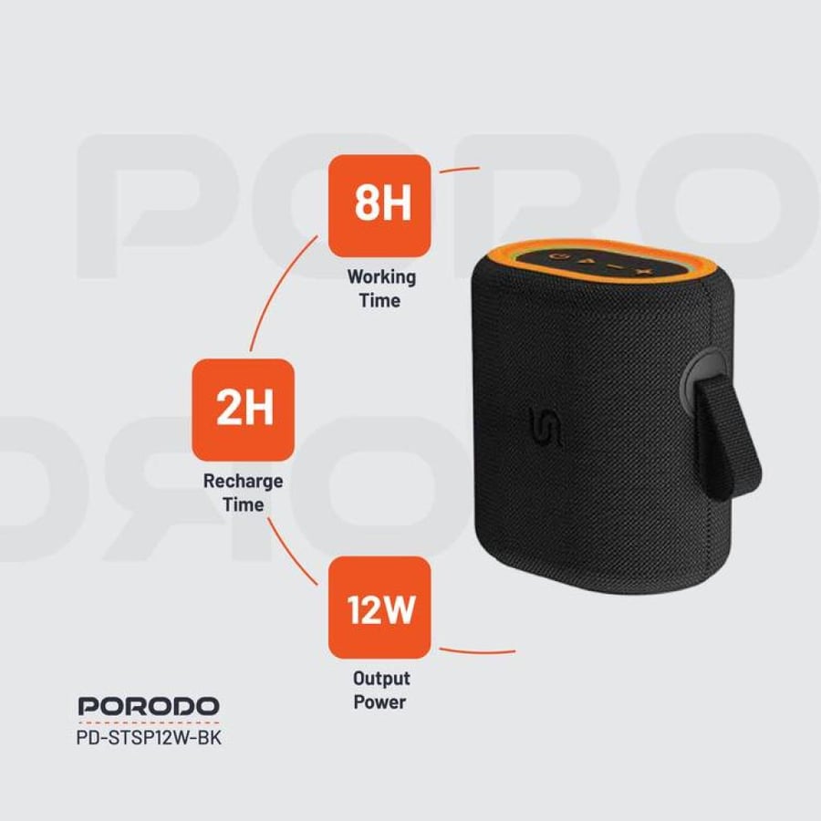 Rave black speaker 12 watts Porodo