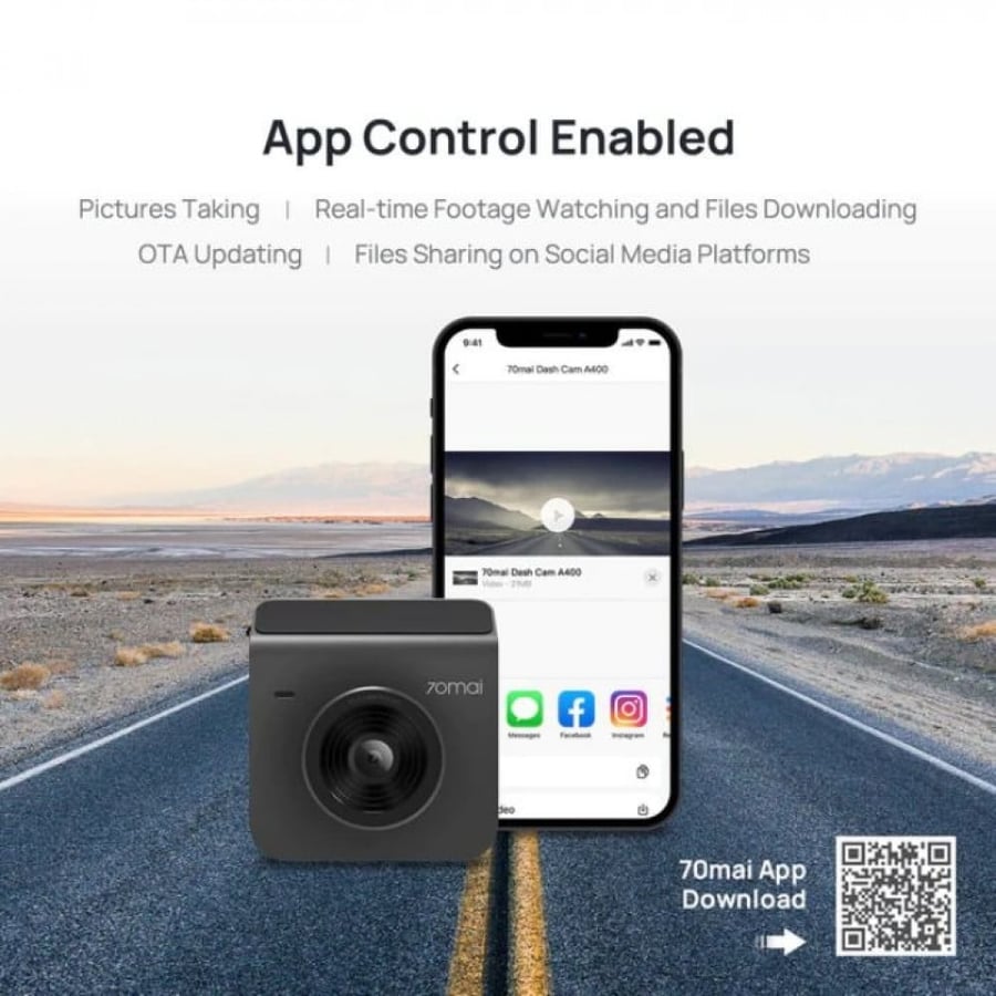 Dash cam A400 with screen from 70mai + rear camera set - Gray