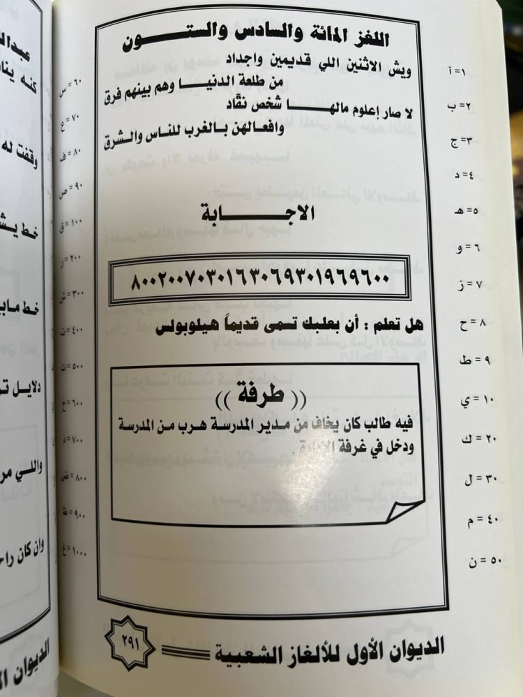 الغاز شعبية بالطريقة الابجدية عبدالله الاطرش