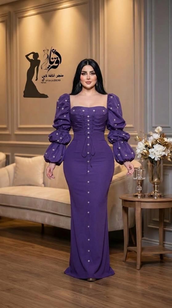 فستان ضيق بأكمام بالون