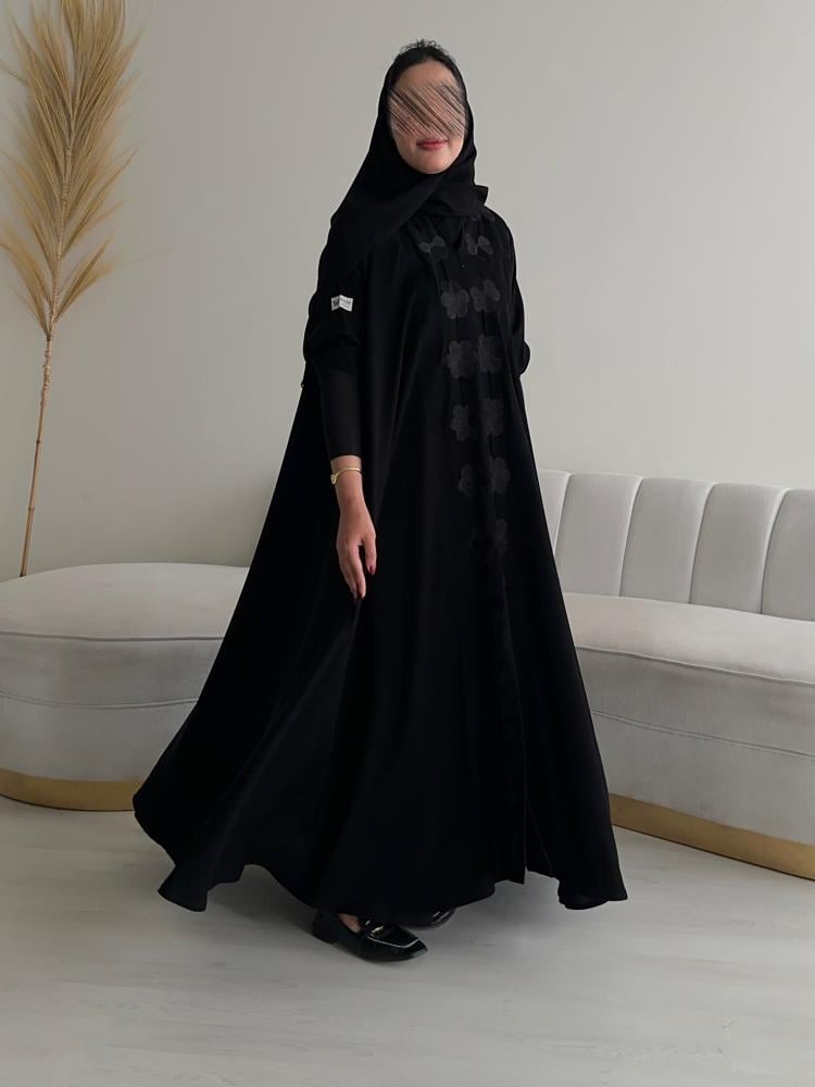 Knitted abaya with double flared design