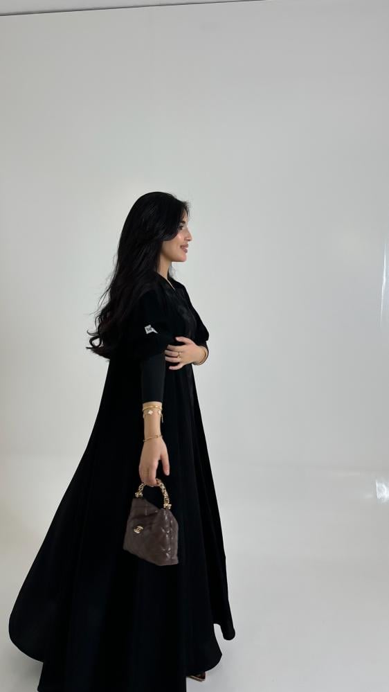 Knitted abaya with double flared design