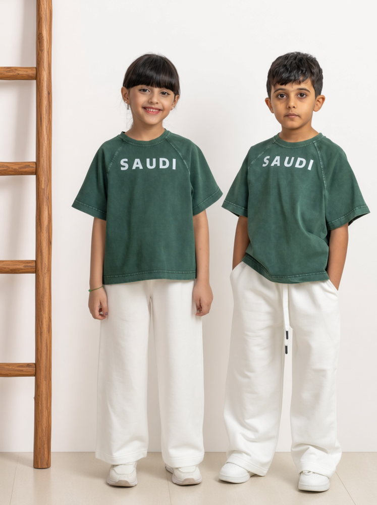 تيشرت سعودي - مغسول أخضر
