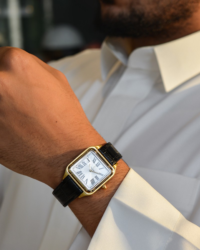 Khalifa watch made of synthetic leather in black color GAL036M