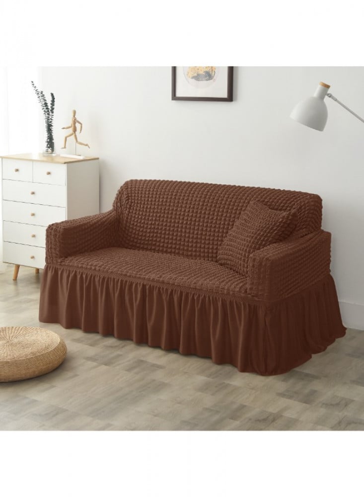 Dark brown elastic sofa cover