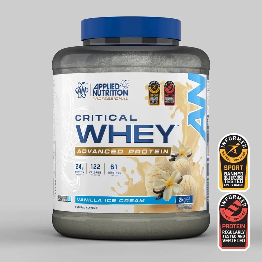 ابلايد نيوتريشن كريتكال واي 2كجم, بنكهة فانيلا ايس كريم / Applied Nutrition Critical Whey vanilla ice cream flavour 2kg