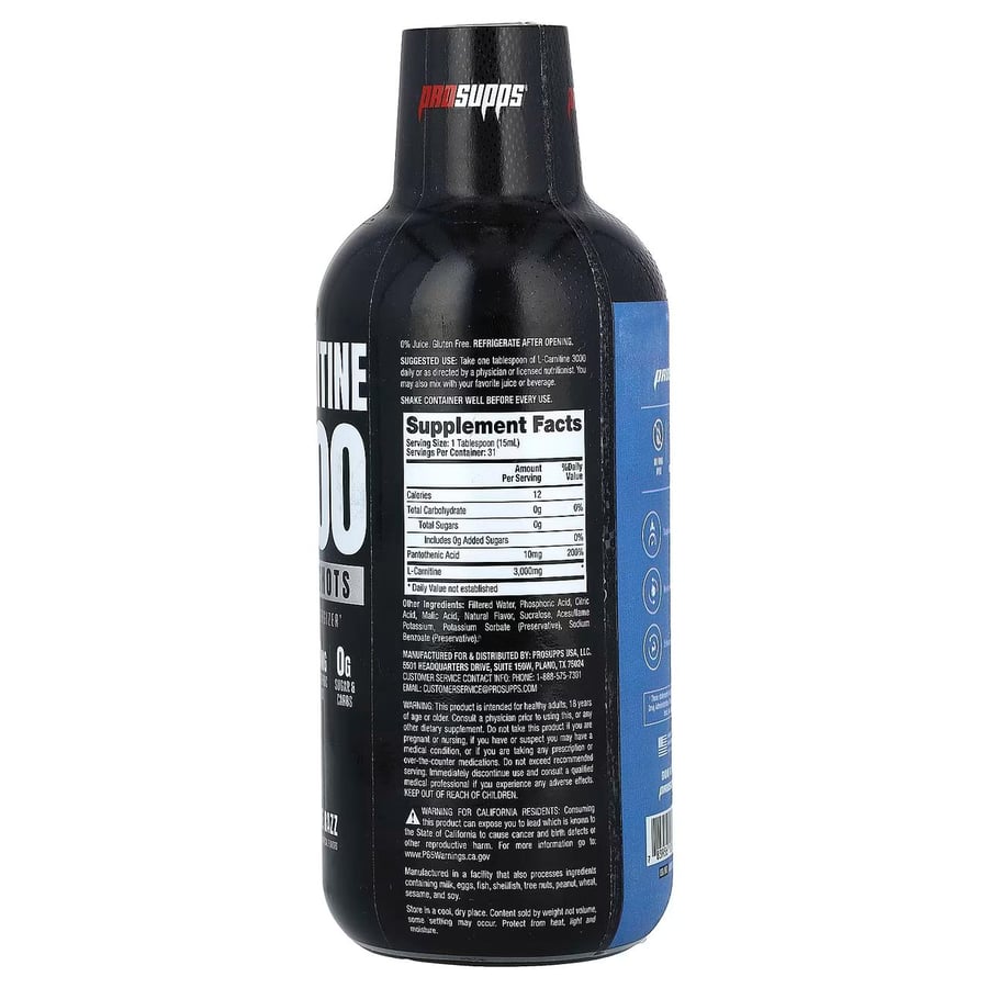 ل-كارنتين 3000 ، شراب ،  نكهة التوت الأزرق ،  (473 مل) / L-Carnitine 3000, Liquid Shots, Bluee Razz (473 ml)
