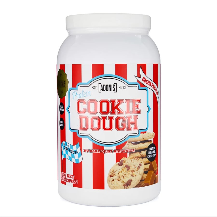 ادونيس كوكي دو بروتين عجينة الكوكيز, كراميل مملح مع رقائق الشكولاتة, 1 كجم / Adonis Protein Cookie Dough 1kg (salted caramel)