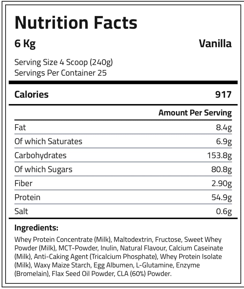 ابلايد نيوترشن كريتيكال ماس اورجينال فورميولا, فانيلا, 6 كجم / Applied Nutrition Original Formula Critical Mass, Vanilla, 6 Kg