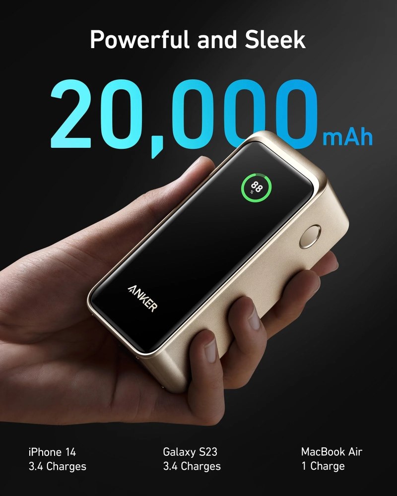 بطارية متنقلة انكر 735 بسعة 20000 ملي امبير بقوة 200 واط - ذهبي