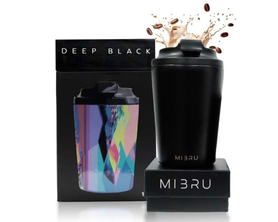 كوب قهوة حراري ميبرو MIBRU سعة 350 مل – 12 أونصة – أسود Deep Black