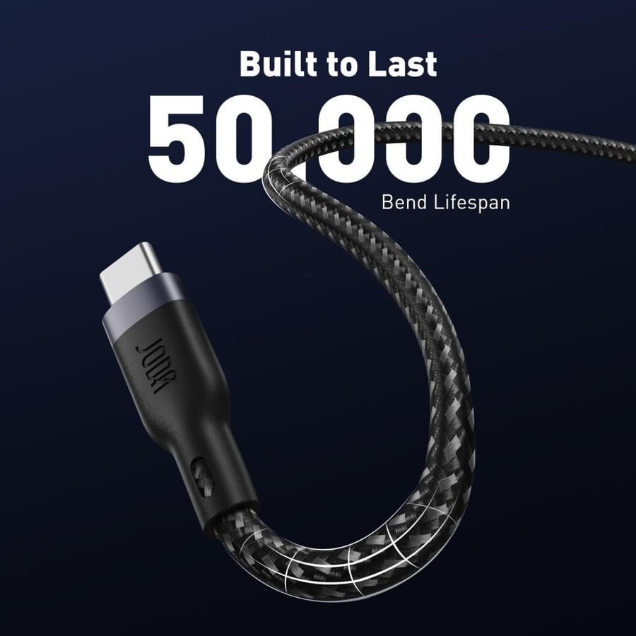 جودا - سلك شاحن تايب سي الى تايب سي FIBER 60 بقوة 60 واط , طول 2 متر , اسود