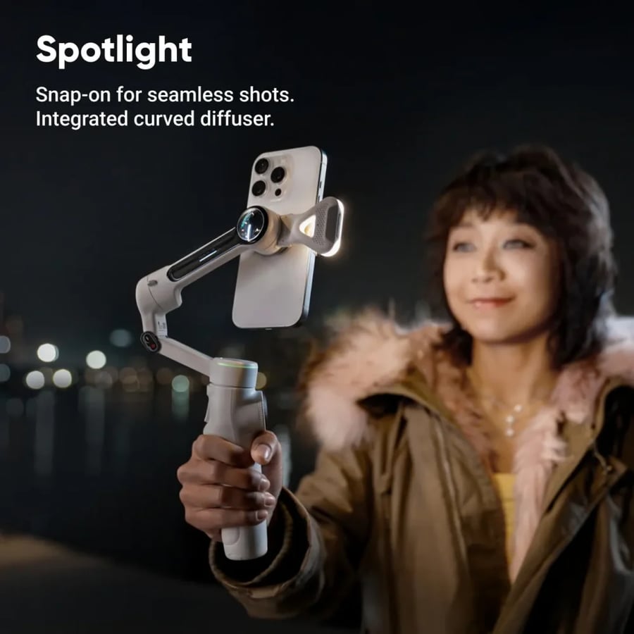 Insta360 - مثبت الجوال بتتبع ذكي وتثبيت ثلاثي المحاور Flow 2 Pro Creator Kit - رمادي