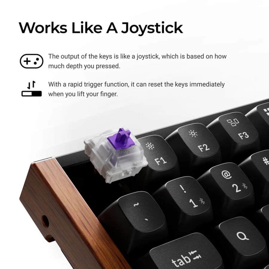 كيبورد ألعاب ميكانيكي Keychron K2 HE لاسلكي بإضاءة RGB مع مفاتيح مغناطيسية (Magnetic Switch)، بتخطيط عربي – أسود (إصدار خاص)