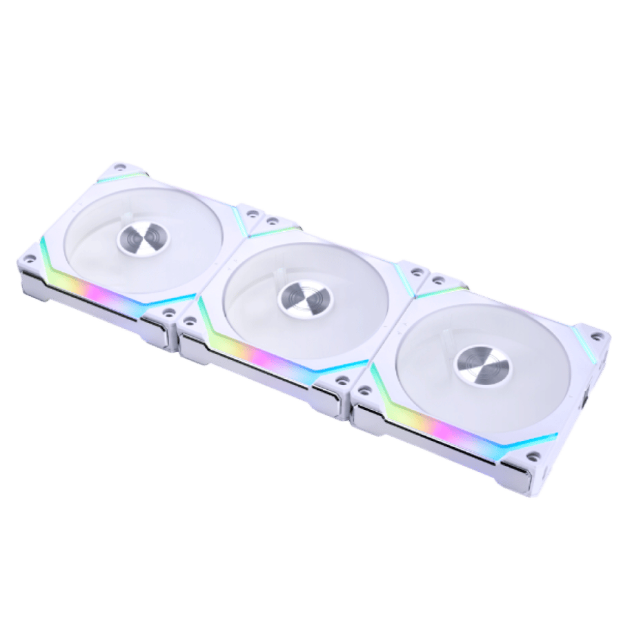 مروحة ليان لي UNI Fan SL120 V2 مقاس ‎120‎ مم عبوة 3 مراوح مع وحدة التحكم، بإضاءة ARGB – أبيض