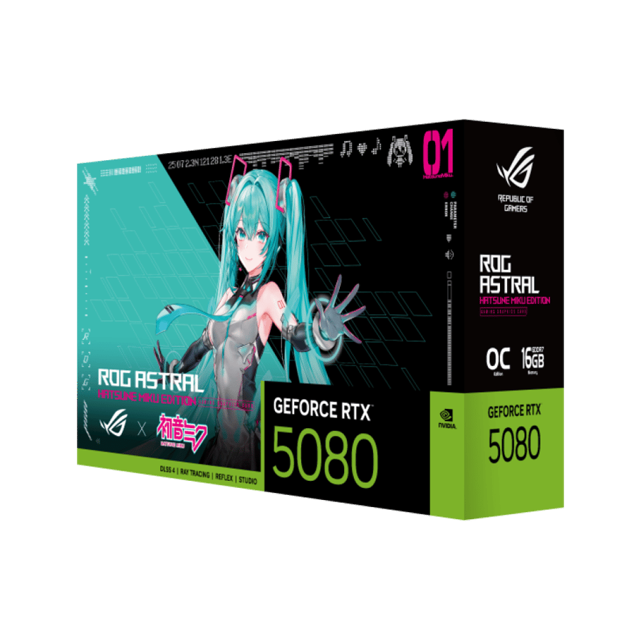 علبة ASUS ROG Astral GeForce RTX 5080 OC إصدار Hatsune Miku