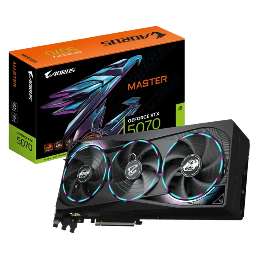 جيجابايت اورس كرت شاشة للألعاب GeForce RTX™ 5070 MASTER، ذاكرة 12 جيجابايت GDDR7 - أسود