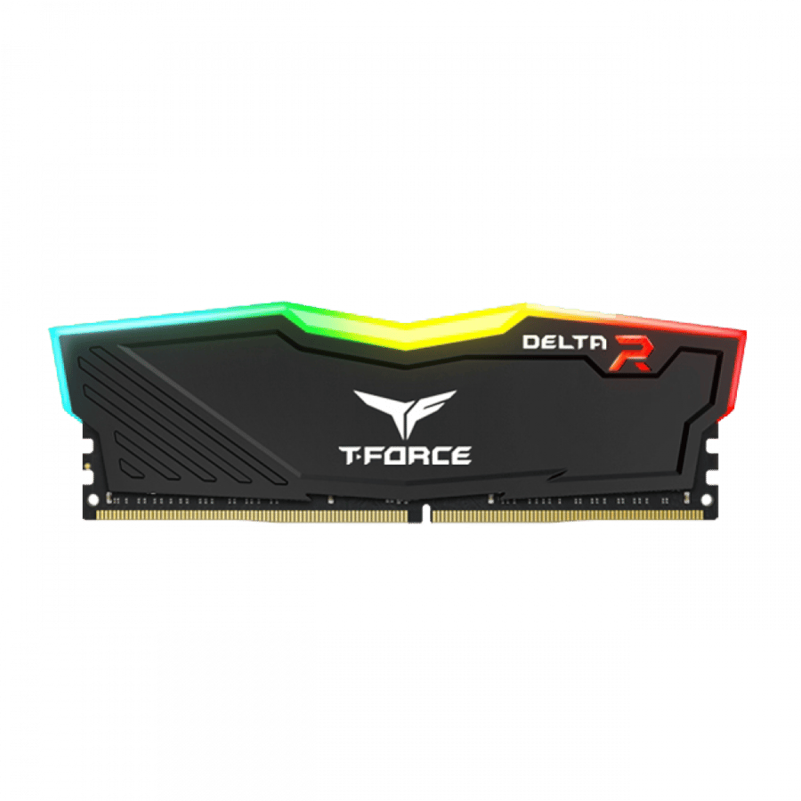 تيم قروب T-FORCE  16GB ( 2x8 ) DDR4 3600MHz DELTA RGB ذاكرة سطح المكتب - اسود