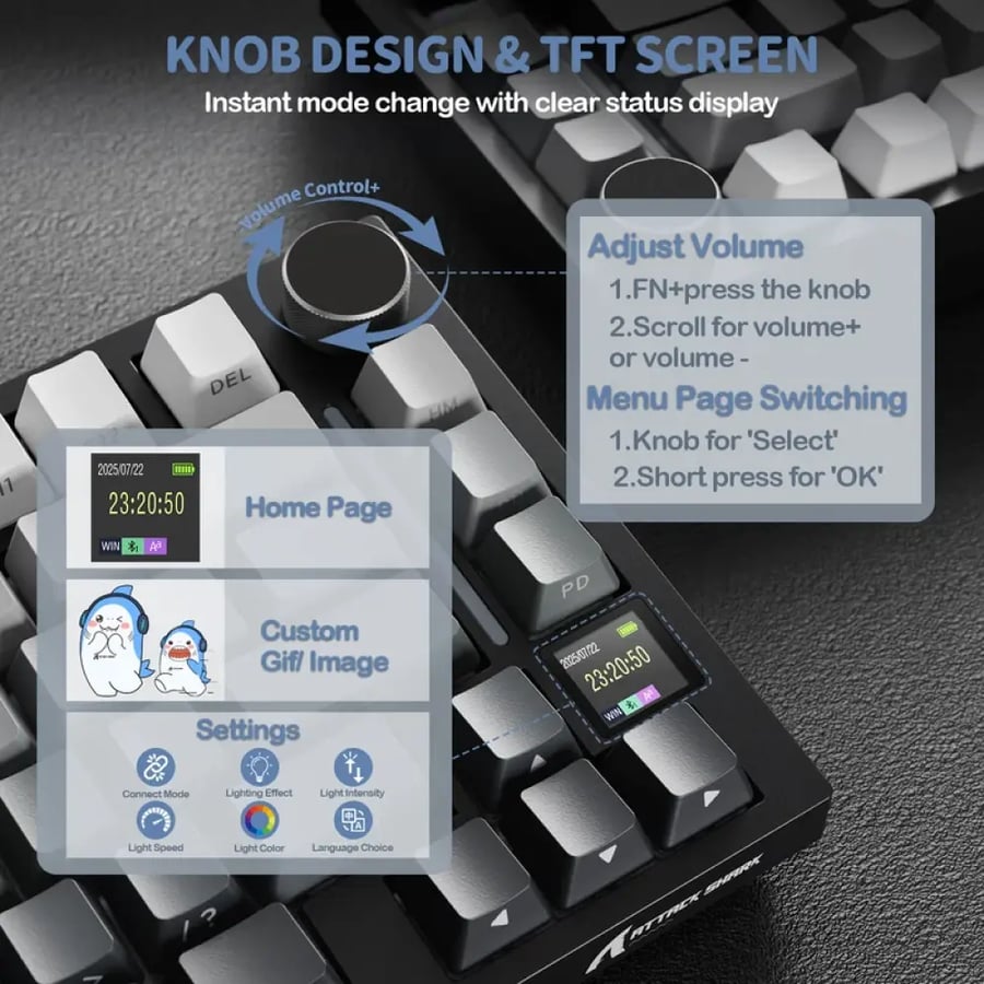 شاشة TFT ومقبض التحكم في كيبورد X820 ULTRA