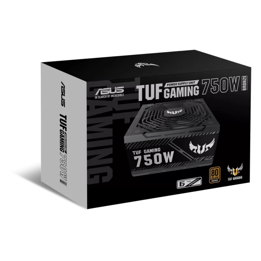 مزود طاقة أسوس TUF Gaming 750B بقدرة 750 واط، بكفاءة 80 Plus Bronze وتقنية 0dB - اسود