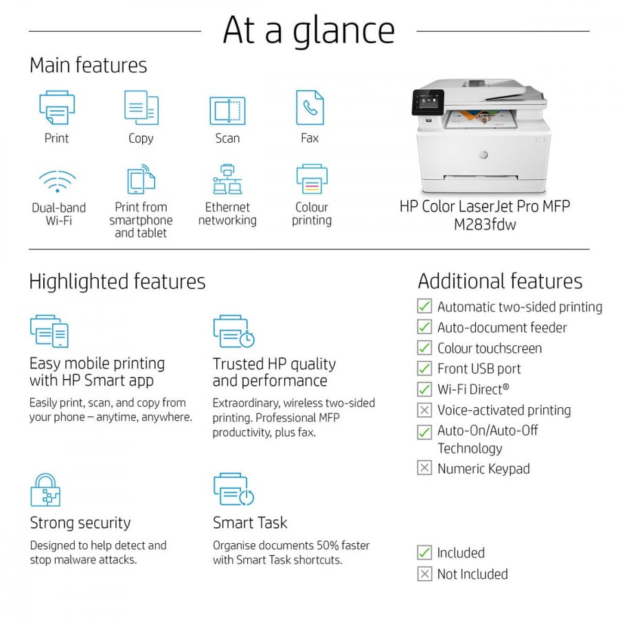 طابعة إتش بي ليزر جيت ملون HP LaserJet Pro MFP M283fdw