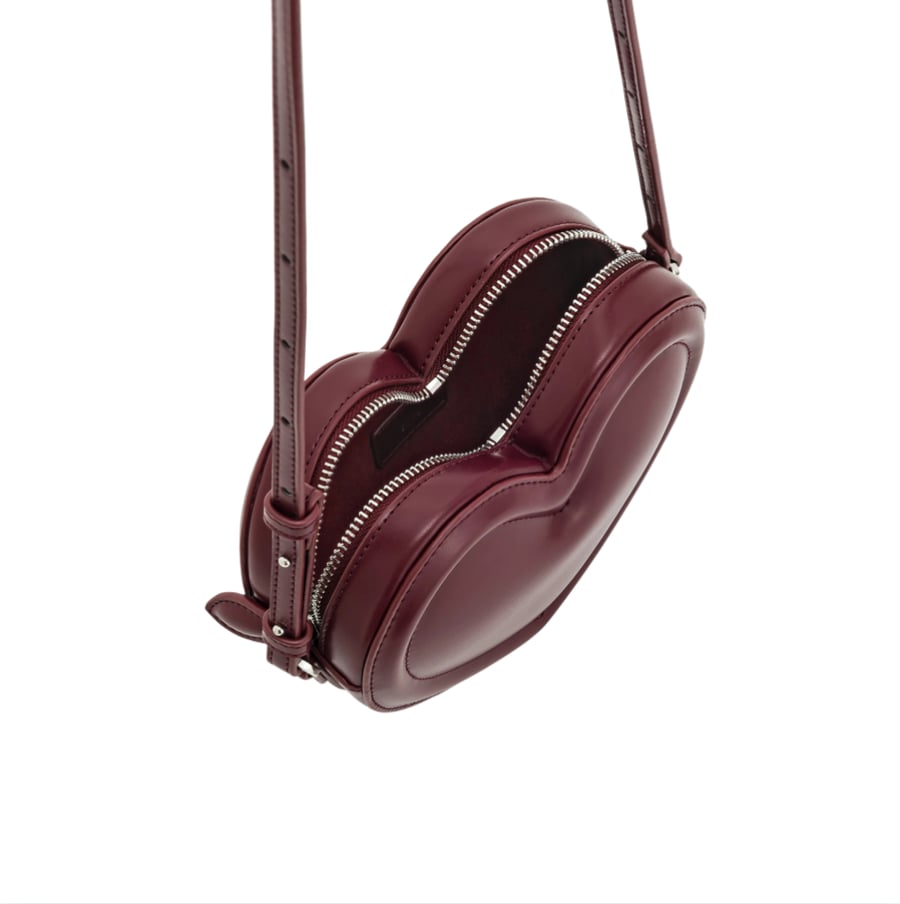 The heart bag in the mauve color