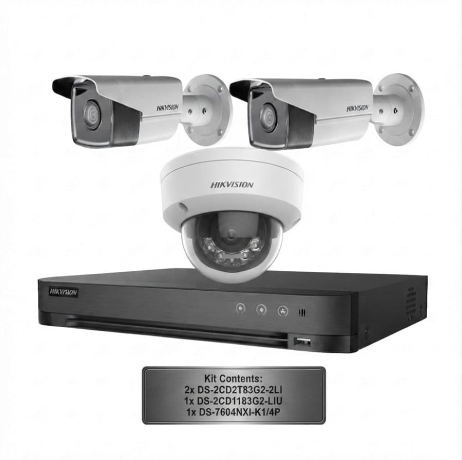 بكج 3 كاميرات IP منها 2 كاميرا مراقبة خارجية هيكفجن 8 ميغا Hikvision 8MP 2 CAM+ كاميرا داخلية شبكية مع الصوت هيكفجن 8 ميغا