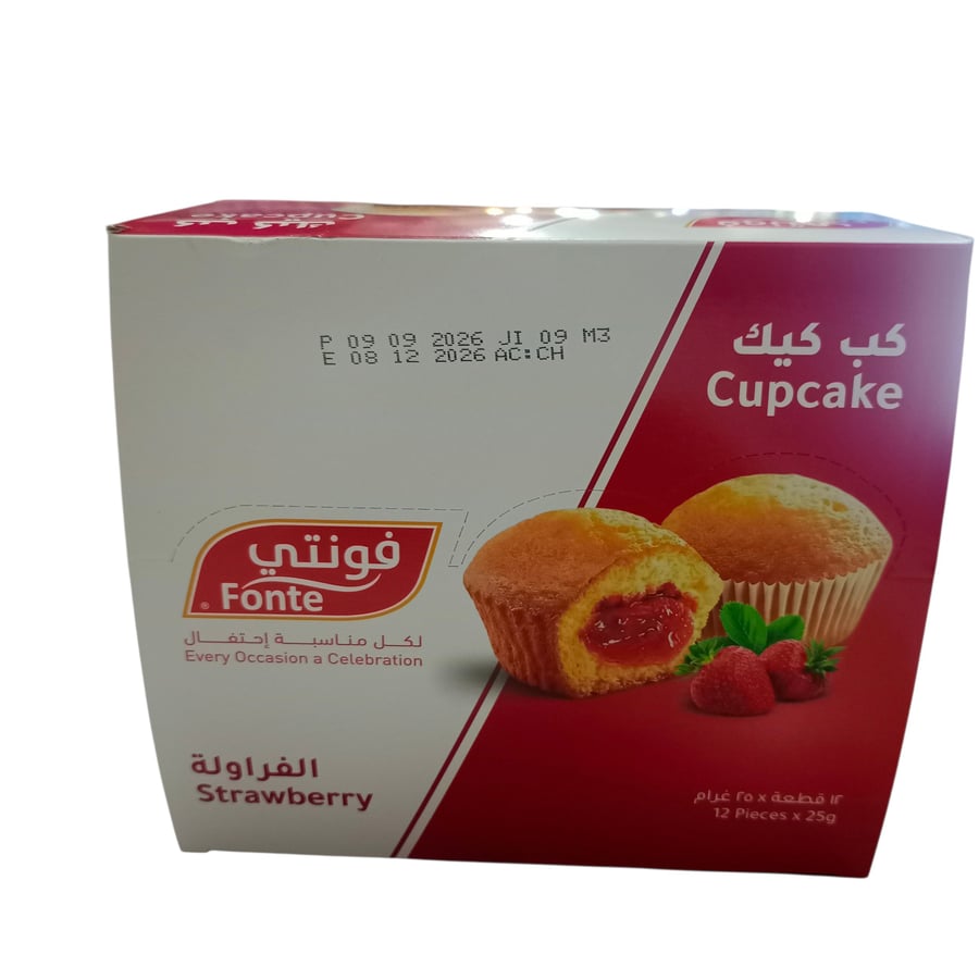 كب كيك فراولة فونتي 25جرام 12قطعة